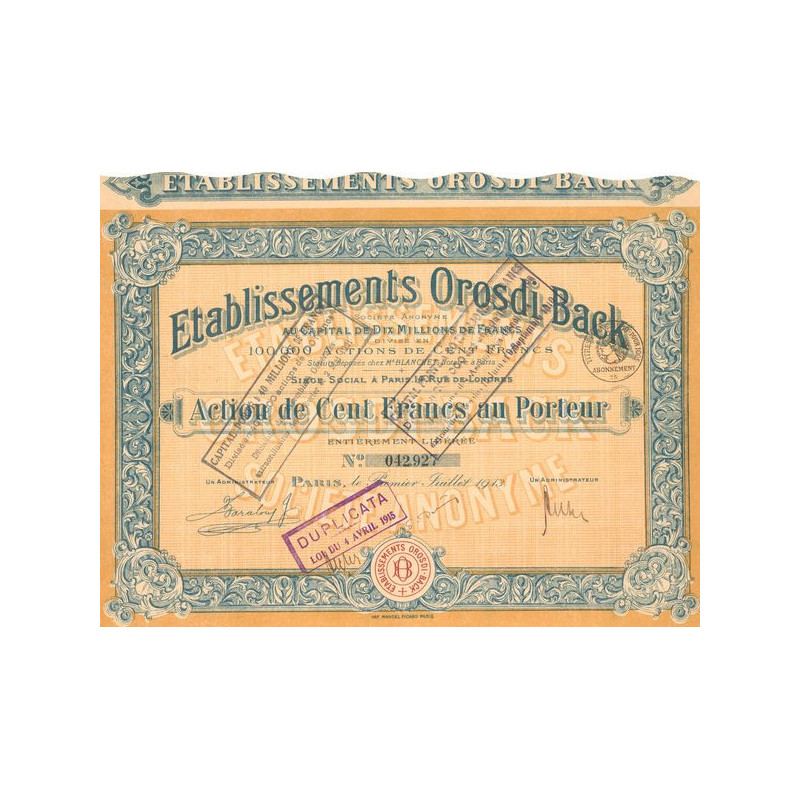 Etablissements Orosdi-Back (Act 100 F)