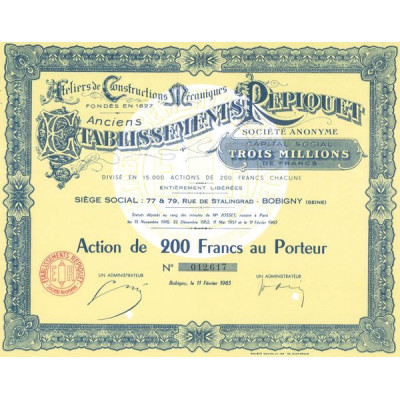 Ateliers de Contructions Mecaniques Anciens Etablissements Repiquet ( Act 200 F )