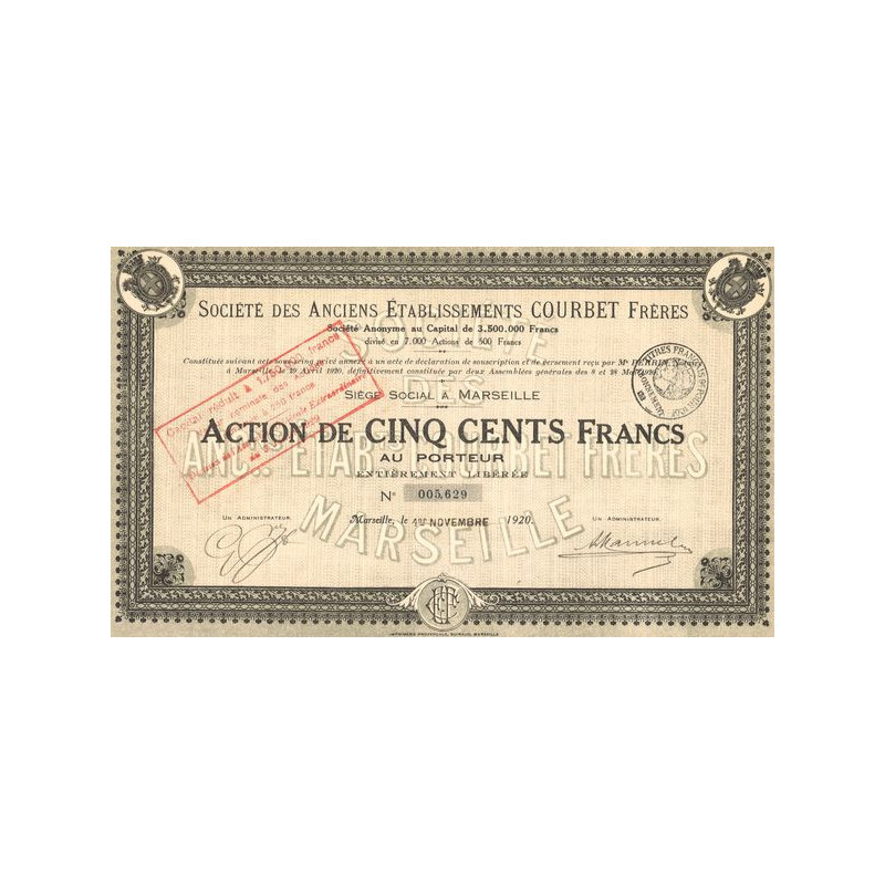 Sté des Anciens Etablissements Courbet Frères (Act 500 F)