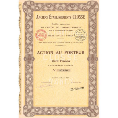 Anciens Etablissements Closse (Act 100 F)