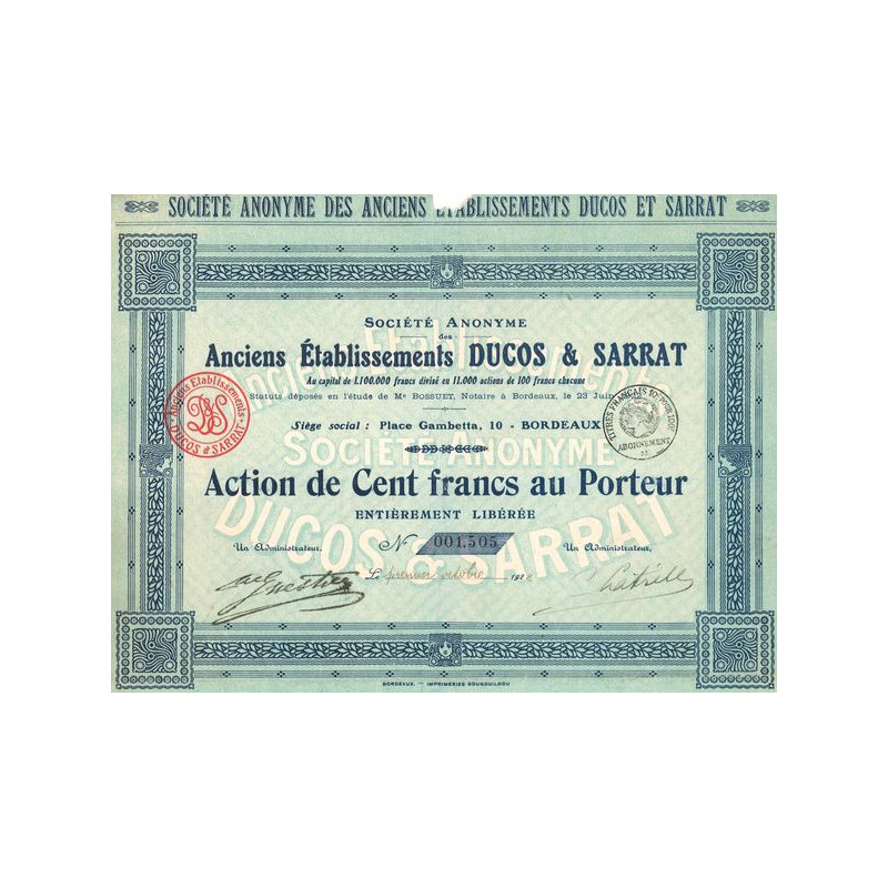 Anciens Etablissements Ducos & Sarrat (Act 100 F)
