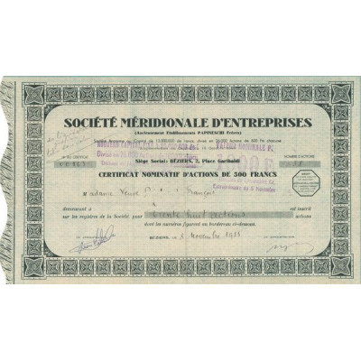 Sté Méridionale d'Entreprises (Anc Ets Papineschi Frères) (CN 500 F)