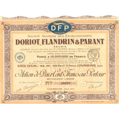 S.A. des Etablissements Doriot Flandrin & Parant réunis (Act 200 F)