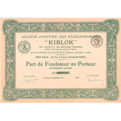 S.A. des Etablissements "Kiblock" (PF)