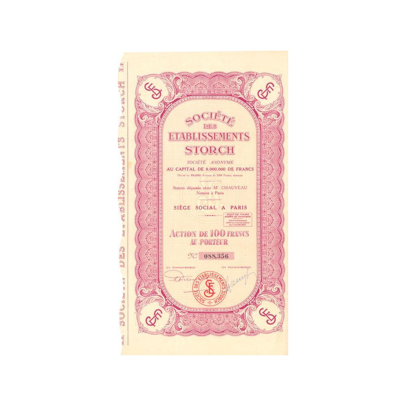 Sté des Etablissements Storch (Act 100 F)