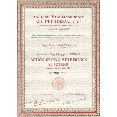 Anc Etablissements Ch. Peyrissac & Cie Compagnie Coloniale de l'Afrique Française (Act 5000 F)
