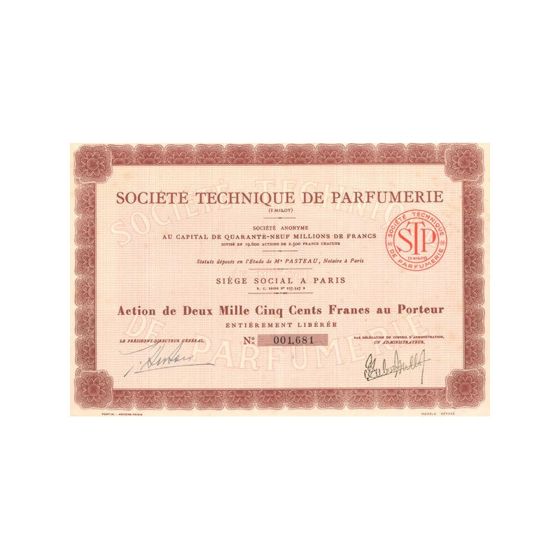 Sté Technique de Parfumerie (F. MILLOT) (Act 2500 F)
