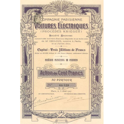 Cie Parisienne des Voitures Electriques (Procédés Kriéger) (Act 100 F) (modele 2)