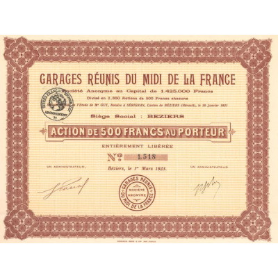 Garages Réunis du Midi de la France (Act 500 F)