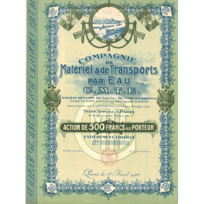 Cie de Matériel & de Transports par Eau C.M.T.E (Act 500 F) (Blanquette)