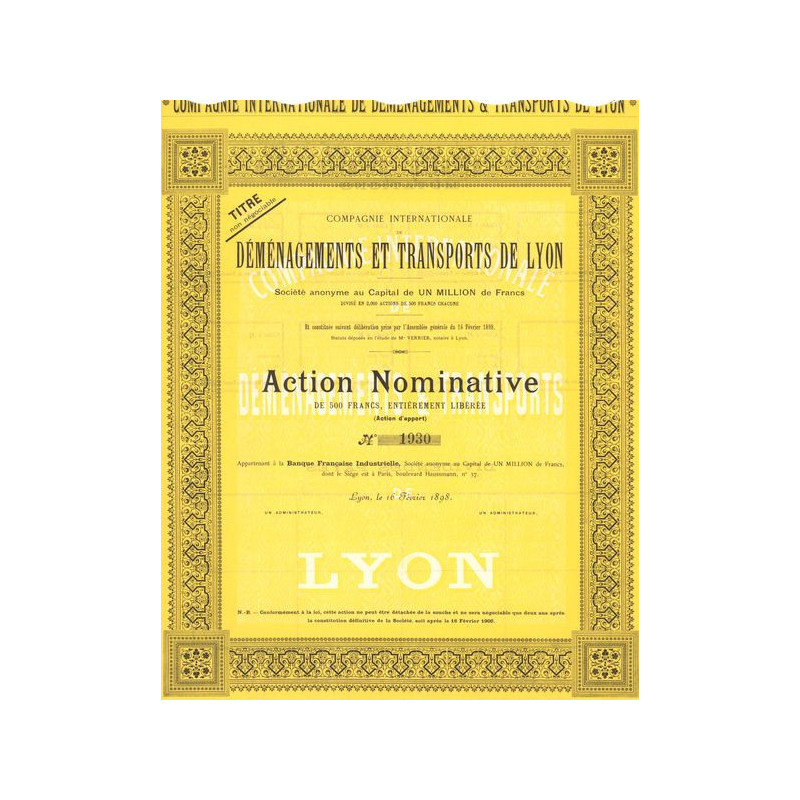 Cie Internationale de Déménagements et Transports de Lyon (Act Nomin 500 F) (Blanquette)