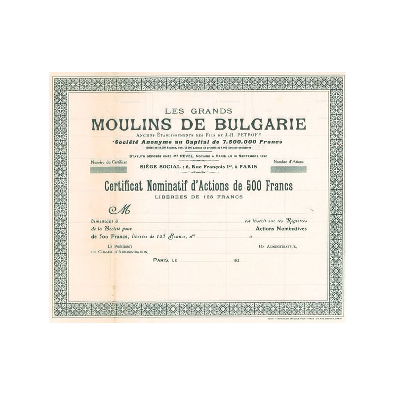 Les Grands Moulins de Bulgarie (CN 500 F) (Blanquette)
