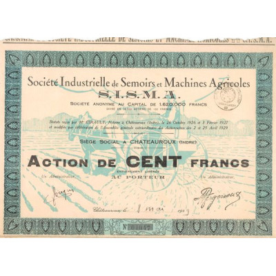 Sté Industrielle de Semoirs et Machines Agricoles S.I.S.M.A (Act 100 F)