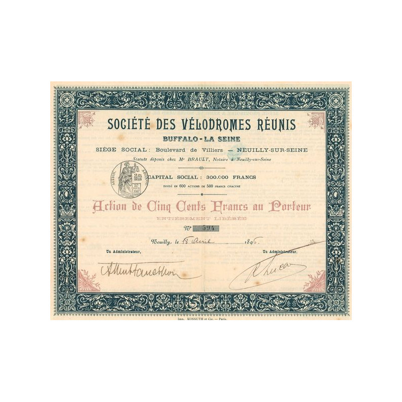 Sté des Vélodromes Réunis Buffalo-la-Seine ( Act 500 F )