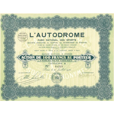 L'Autodrome Parc National des Sports (Act 100 F)