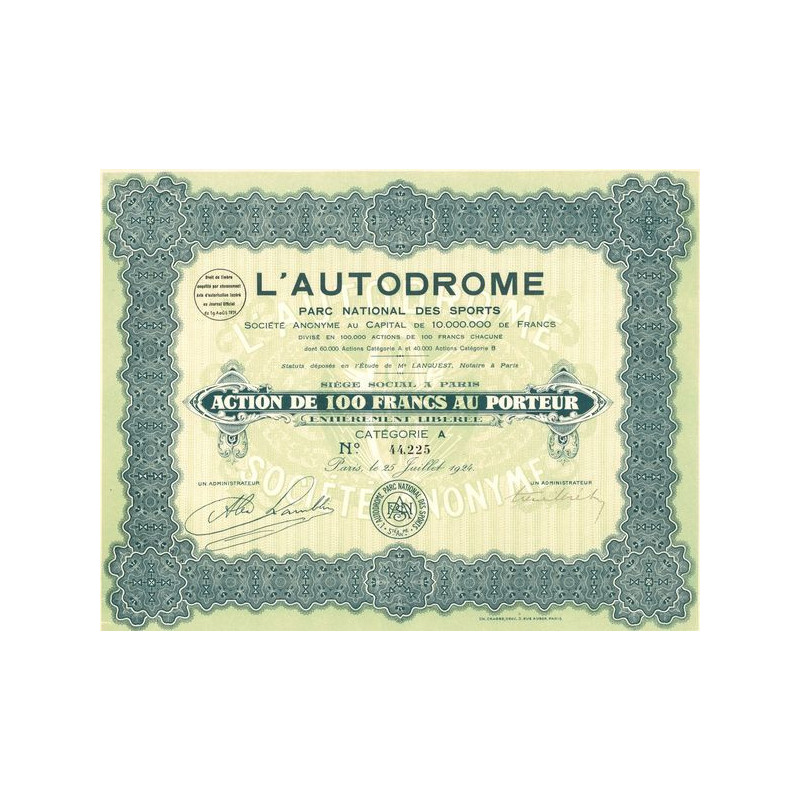 L'Autodrome Parc National des Sports (Act 100 F)