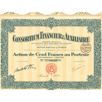 Consortium Financier & Auxiliaire (Act 100 F)