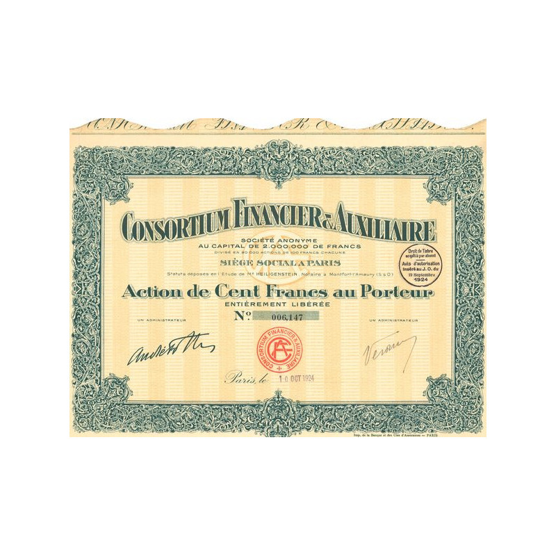 Consortium Financier & Auxiliaire (Act 100 F)