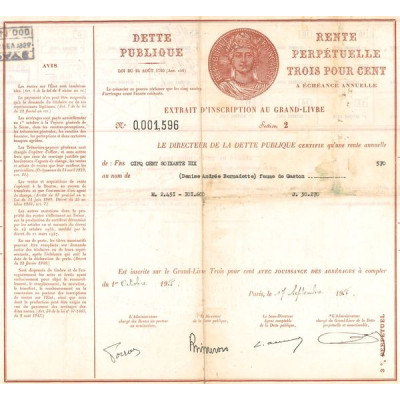 Dette Publique Rente Perpétuelle (Obl 570 F 3%)