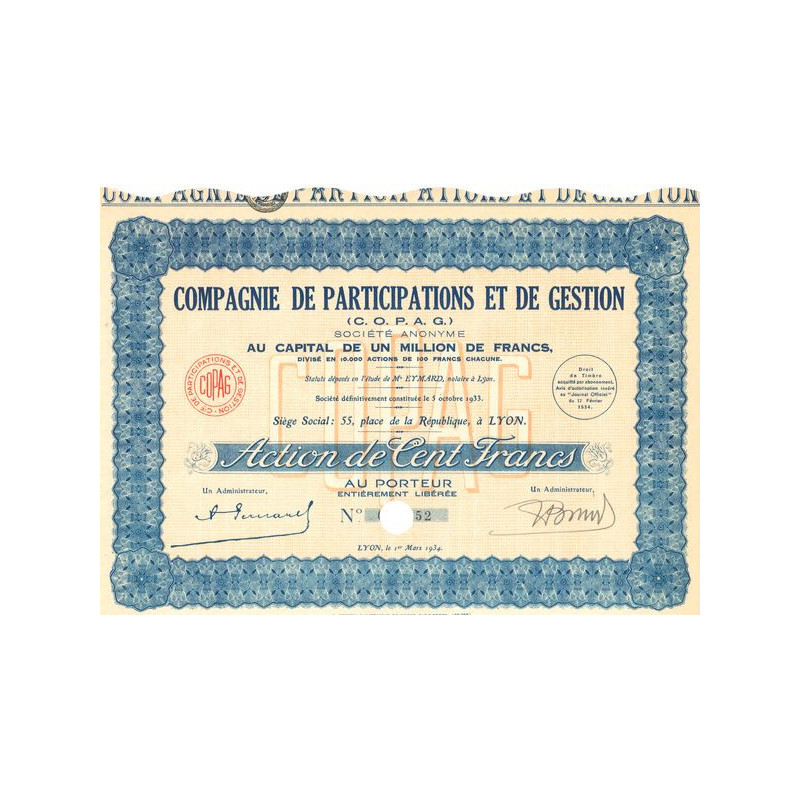 Cie de Participations et de Gestion (C. O. P. A. G.) ( Act 100 F)