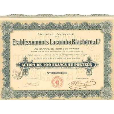S.A. des Etablissements Lacombe Blachère & Cie (Act 100 F)
