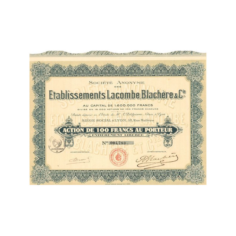 S.A. des Etablissements Lacombe Blachère & Cie (Act 100 F)
