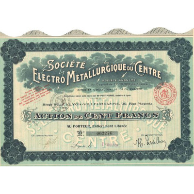 Sté Electro Métallurgique du Centre (Act 100 F)