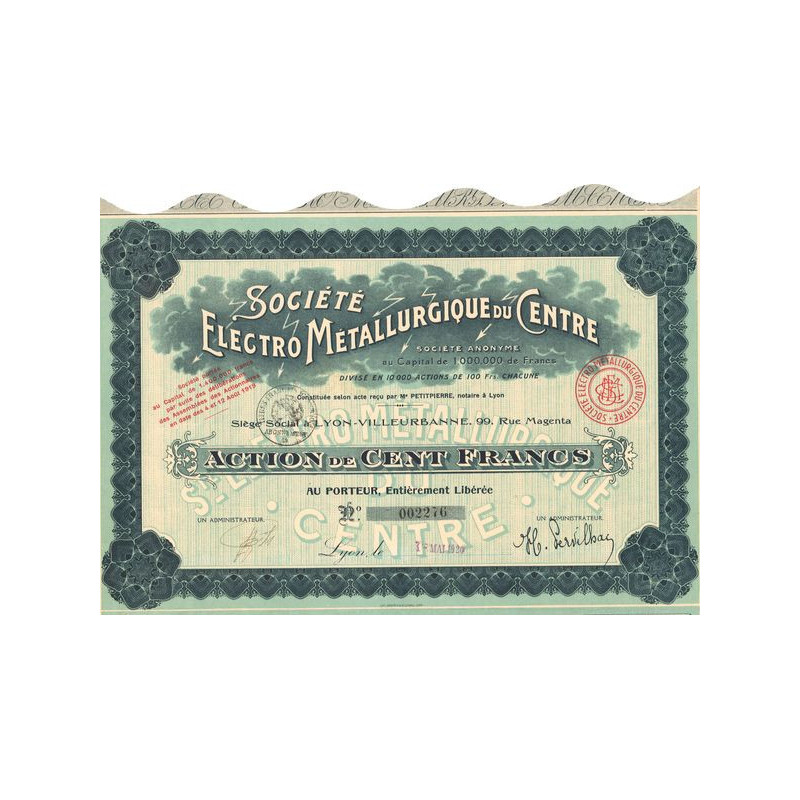 Sté Electro Métallurgique du Centre (Act 100 F)