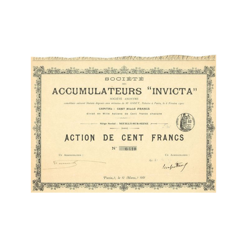 Sté des Accumulateurs "Invicta" (Act 100 F)