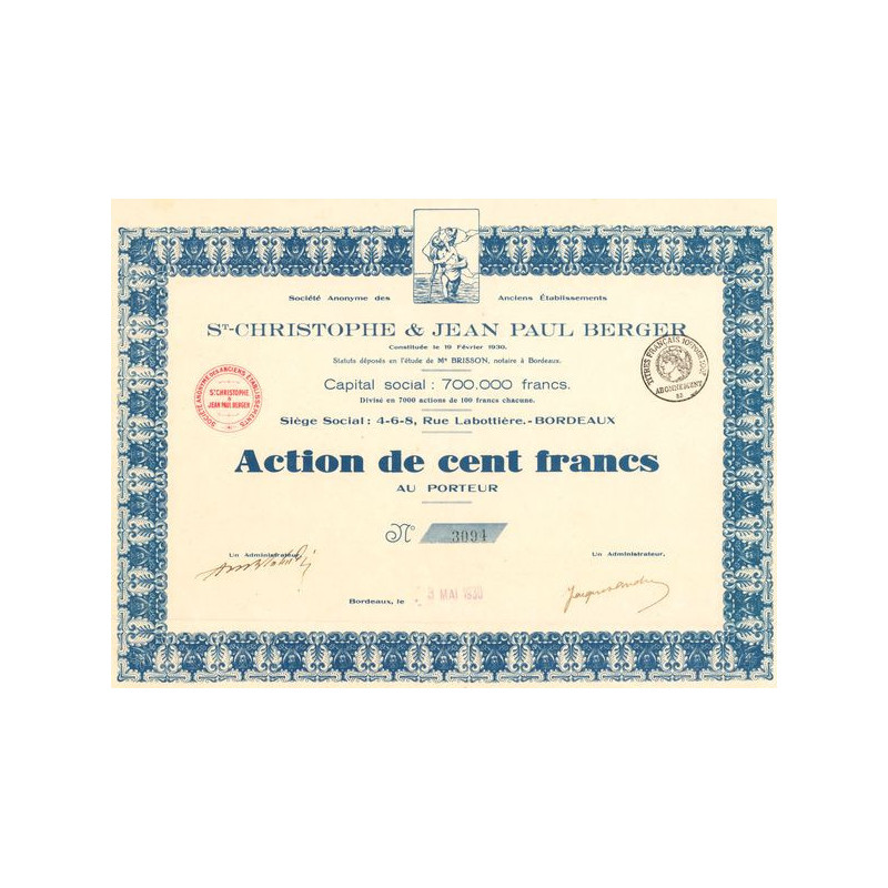 S.A. des Anciens Etablissements St-Christophe & Jean Paul Berger (Act 100 F)