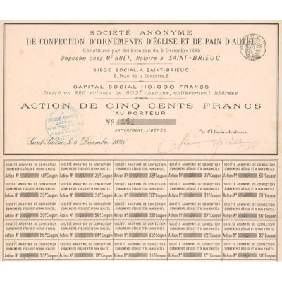 S.A. de Confection d'Ornements d'Eglise et de Pain d'Autel (Act 500 F)