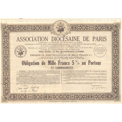 Association Diocésaine de Paris (Obl 1000 F 5%)