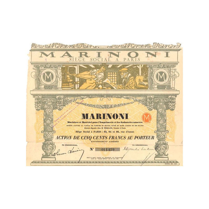 Marinoni Machines et Matériel pour l'Imprimerie et les Industries Annexes (Act 500 F)