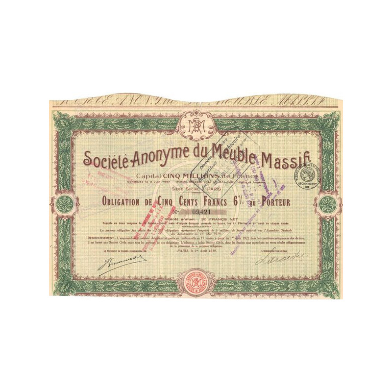 S.A. du Meuble Massif (Obl 500 F 6%)