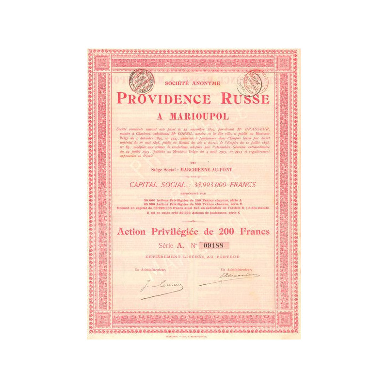 S.A. Providence Russe à Marioupol (Act Privil 200 F)