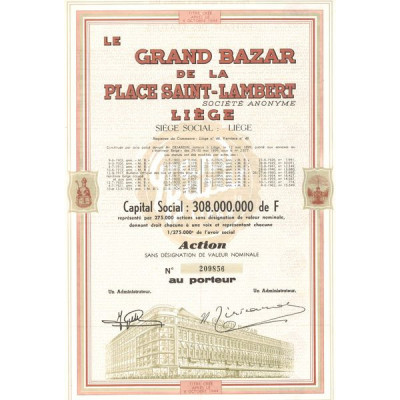 Le Grand Bazar de la Place Saint-Lambert S.A. Liège (Act)