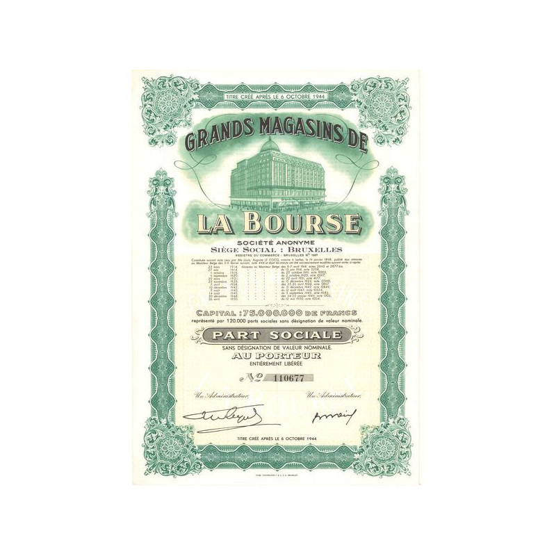 Grands Magasins de la Bourse (Part Sociale)
