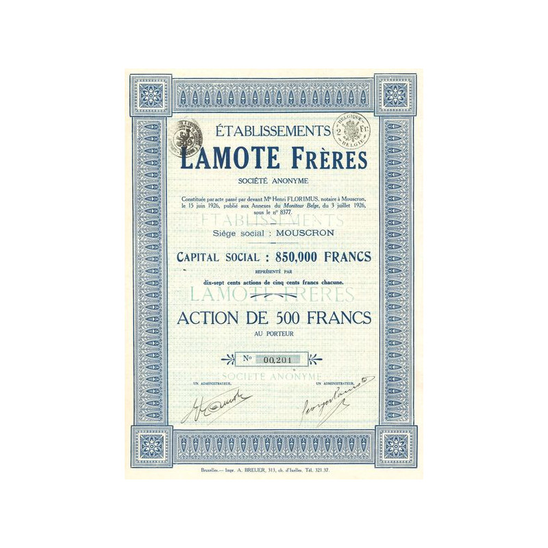 Ets Lamote Frères S.A. (Act 500 F)