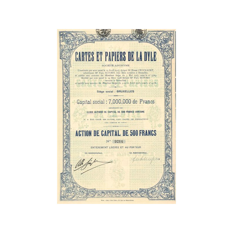 Cartes et Papiers de la Dyle (Act 500 F)