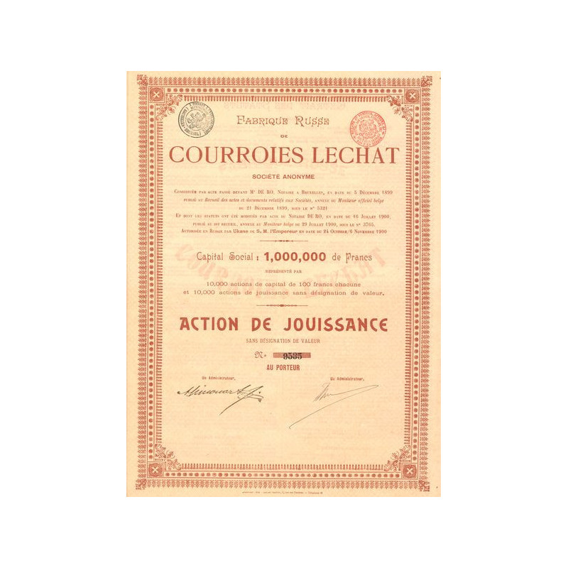 Fabrique Russe de Courroies Lechat (Act Jouissance)