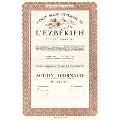 Sté Belge-Egyptienne de l'Ezbékieh (Act Ordin)