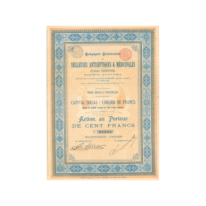 Cie Continentale des Veilleuses Antiseptiques & Médicinales (Système Glenister) (Act 100 F)