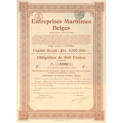 Entreprises Maritimes Belges (Obl 500 F)