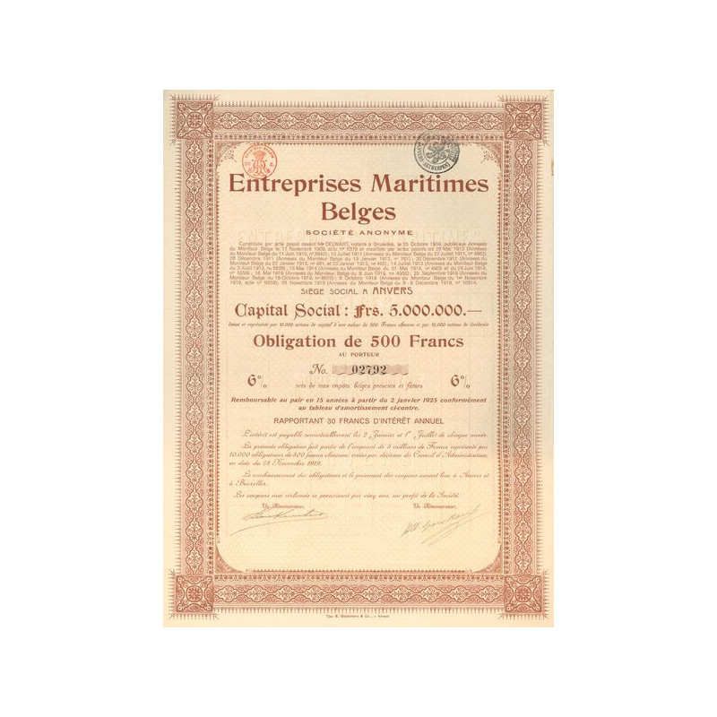 Entreprises Maritimes Belges (Obl 500 F)