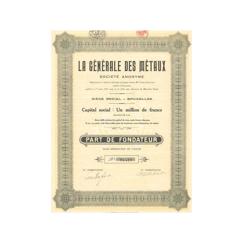 La Générale des Métaux (PF)