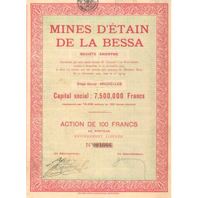 Mines d'Etain de la Bessa (Act 100 F)