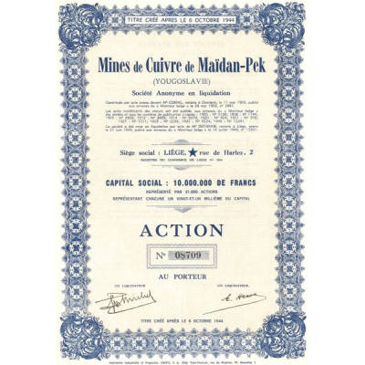 Mines de Cuivre de Maïdan-Pek (Yougoslavie) (Act)