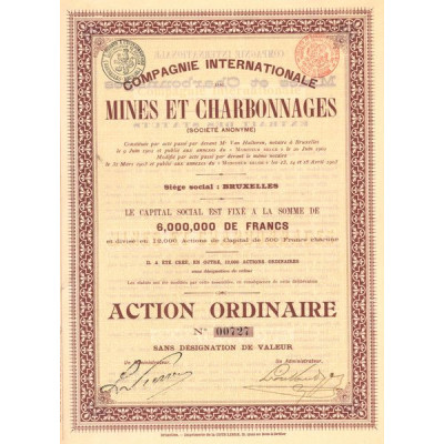 Cie Internationale de Mines et Charbonnages (Act Ordin)