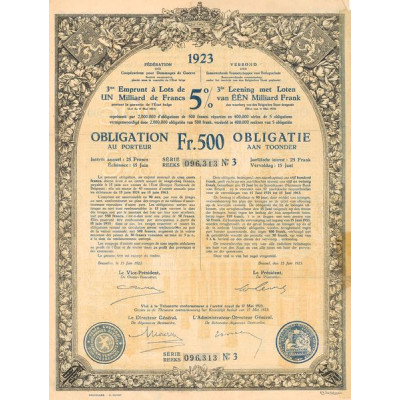 Fédération des Coopératives pour Dommages de Guerre (Obl 500 F 5%)