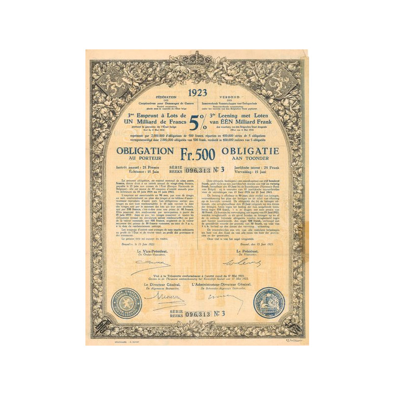 Fédération des Coopératives pour Dommages de Guerre (Obl 500 F 5%)